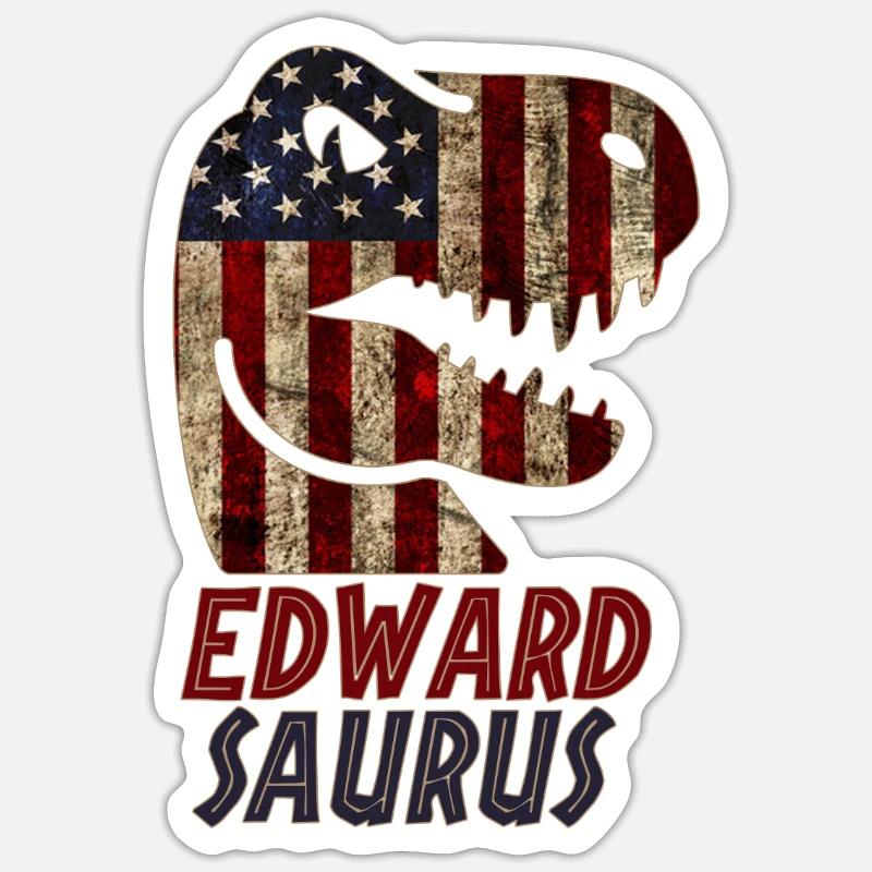 Patriotic Edward Dinosaur Edwardsaurus - Sticker size S (10 x 10 cm) - white matte