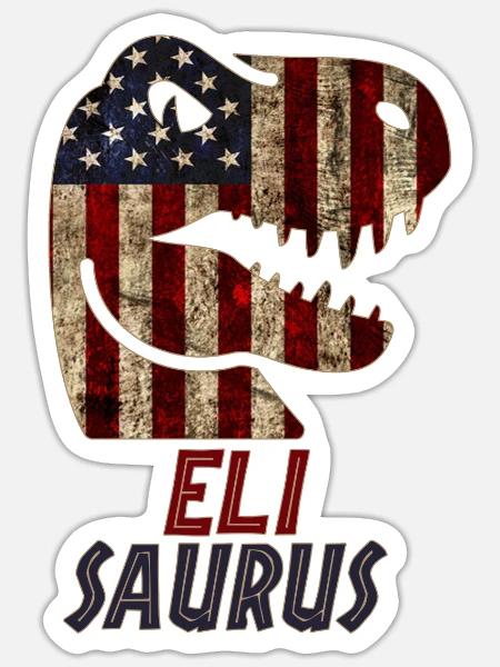 Patriotic Eli Dinosaur Elisaurus - Sticker Größe S (10 x 10 cm) - Mattweiß
