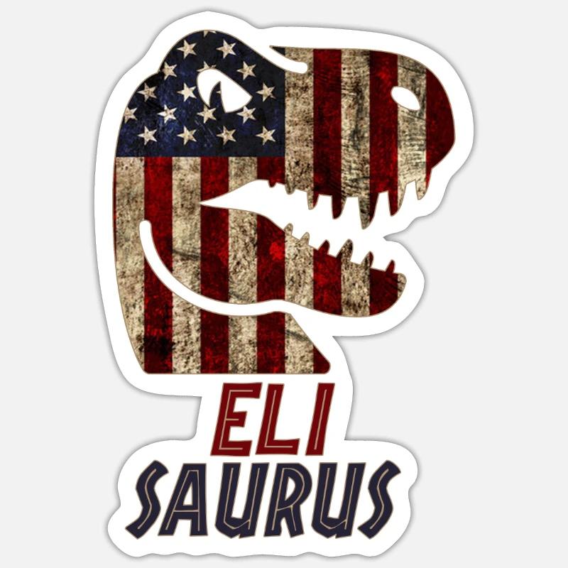 Patriotic Eli Dinosaur Elisaurus - Sticker size S (10 x 10 cm) - white matte