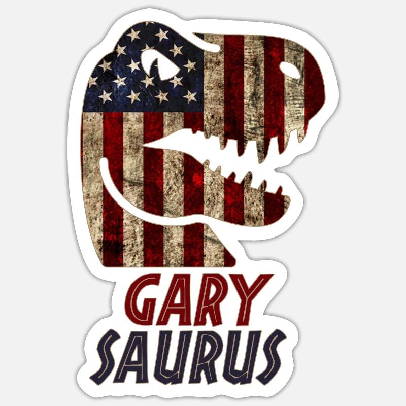 Patriotic Gary Dinosaur Garysaurus - Sticker Größe S (10 x 10 cm) - Mattweiß