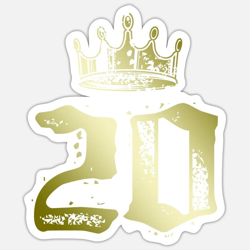 20 number crown - Sticker size S (10 x 10 cm) - white matte