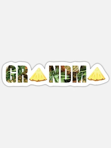 Ananas Oma - Sticker Größe S (10 x 10 cm) - Mattweiß