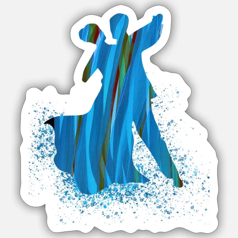 danza, blu, graffiti, danza di coppia, danza standard, coppia - Sticker formato S (10 x 10 cm) - bianco opaco