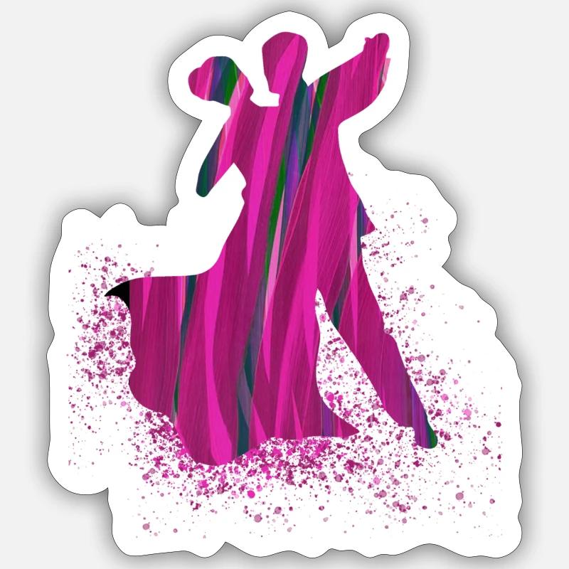 danza, rosa, graffiti, danza di coppia, danza standard, coppia - Sticker formato S (10 x 10 cm) - bianco opaco