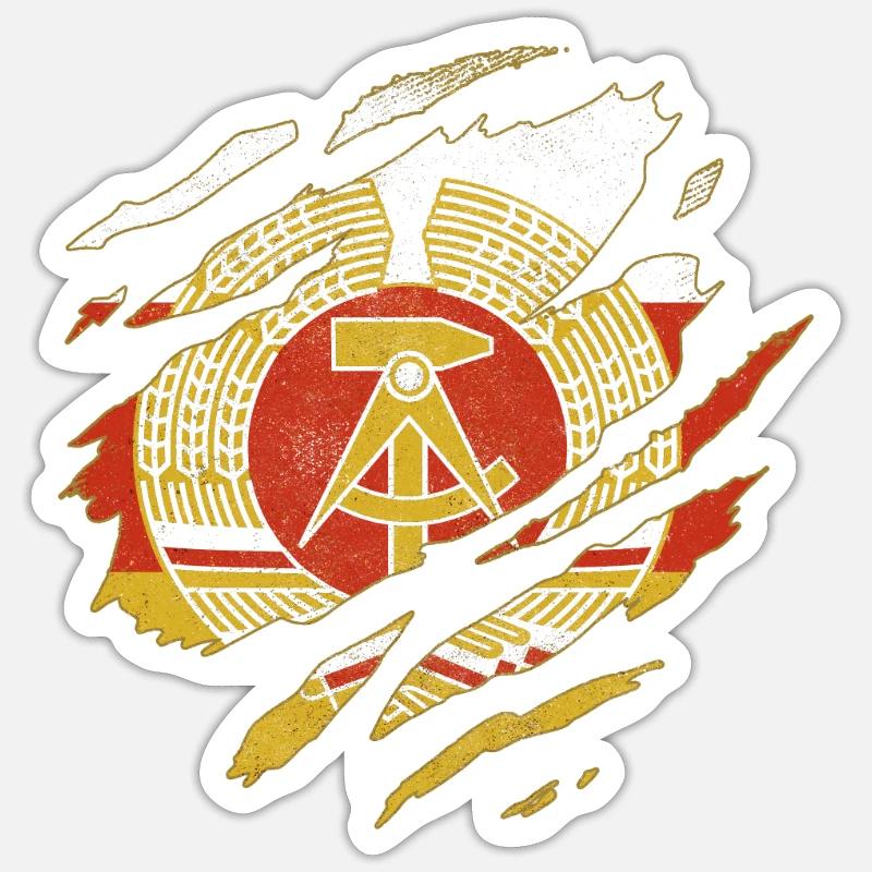 DRAPEAU RDA DRAPEAU OSSIS ALLEMAGNE DE L’EST DE L’EST - Sticker taille S (10 x 10 cm) - blanc mat