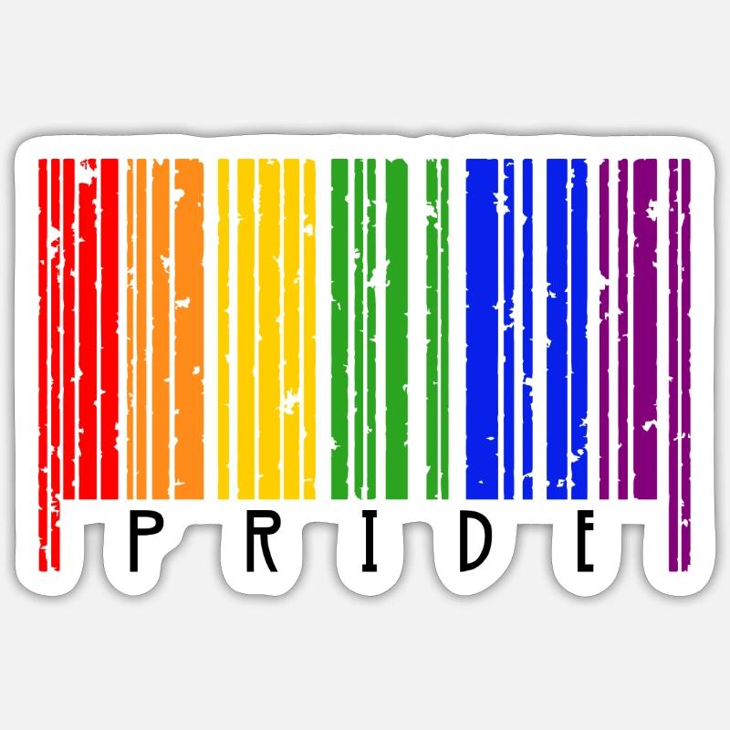 Code-barres LGBT Gay Pride - Sticker taille S (10 x 10 cm) - blanc mat