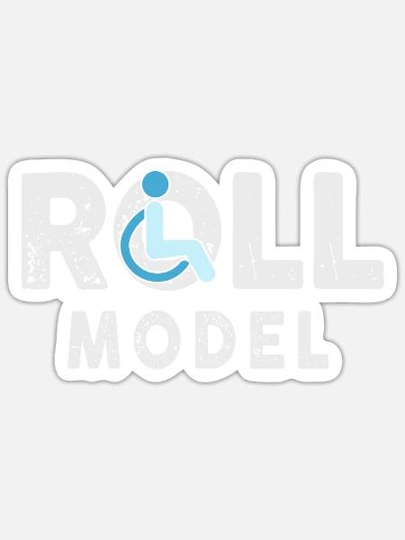 Roll Model Disability Awareness PWD Wheelchair - Sticker Größe S (10 x 10 cm) - Mattweiß