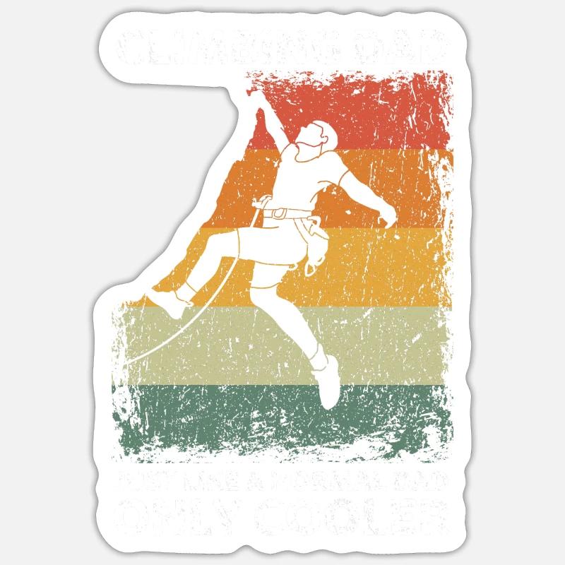 Vintage Climbing Dad Like A Normal Dad Only Cooler - Sticker formato S (10 x 10 cm) - bianco opaco