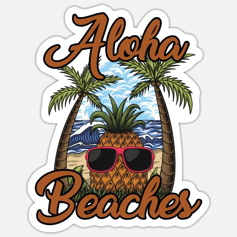 Aloha Strände - Sticker Größe S (10 x 10 cm) - Mattweiß