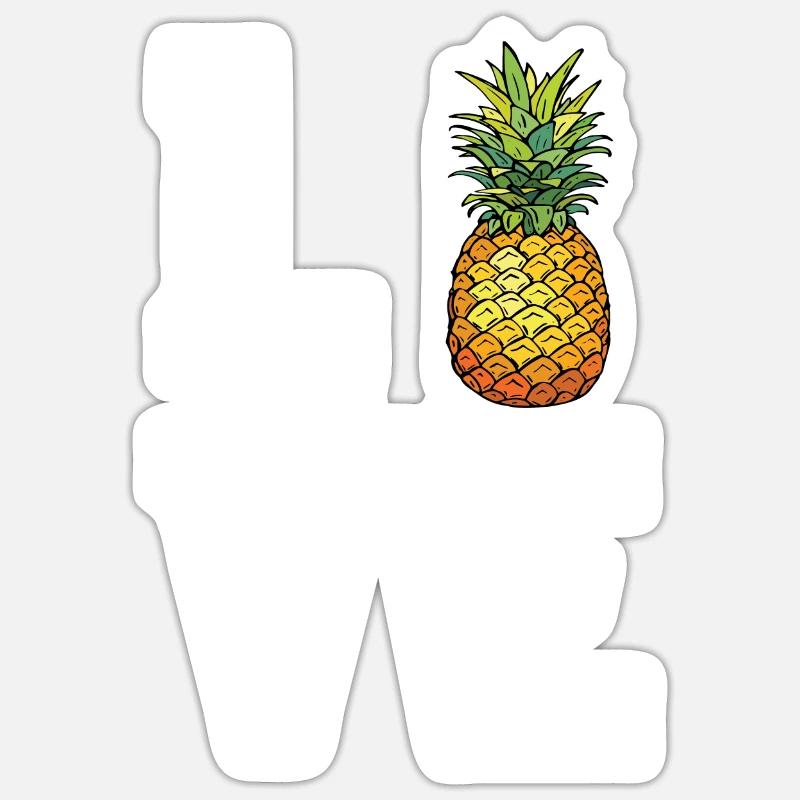 Liebe Ananas - Sticker Größe S (10 x 10 cm) - Mattweiß