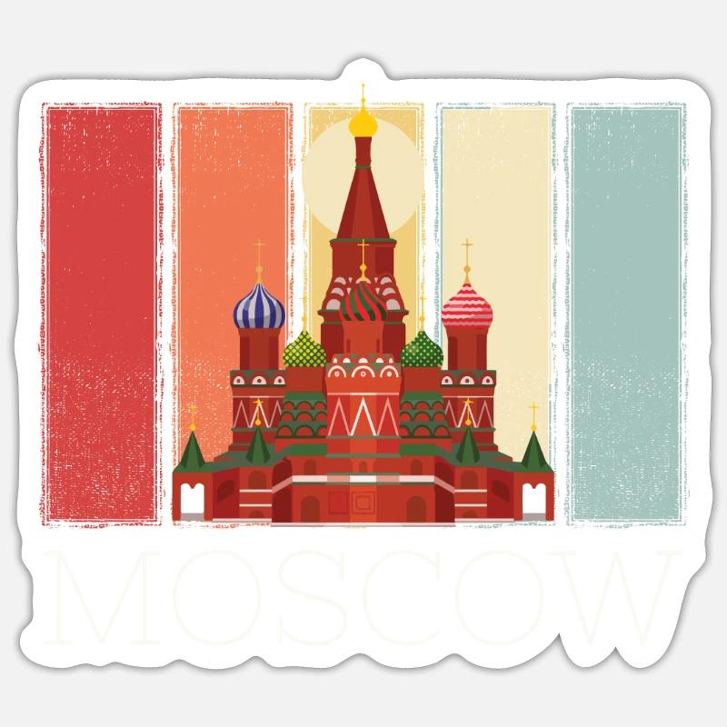 Cathédrale de Moscou Basile Russie Rétro Sticker taille S (10 x 10 cm)