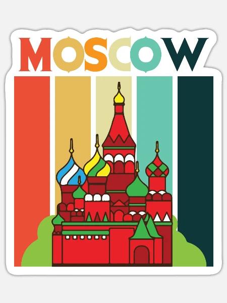 Moskau Retro Kathedrale Russland - Sticker Größe S (10 x 10 cm) - Mattweiß