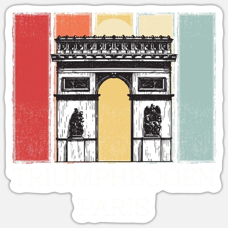 Français rétro de l’Arc de Triomphe de Paris Sticker taille S (10 x 10 cm)