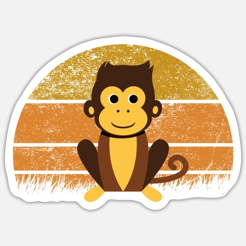 Monkey Retro - Sticker size S (10 x 10 cm) - white matte