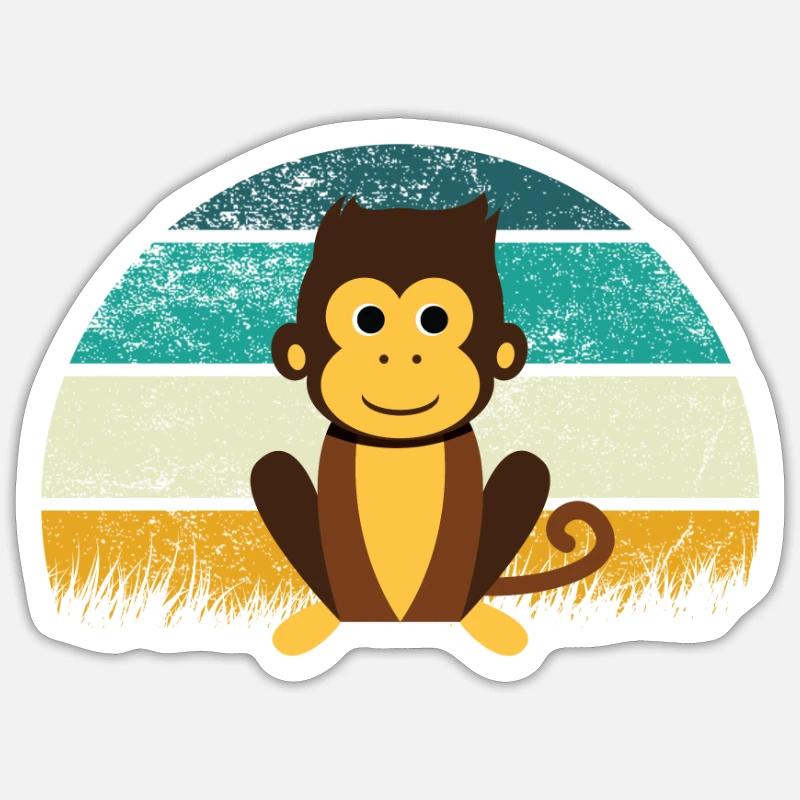 Monkey Retro Sticker size S (10 x 10 cm)