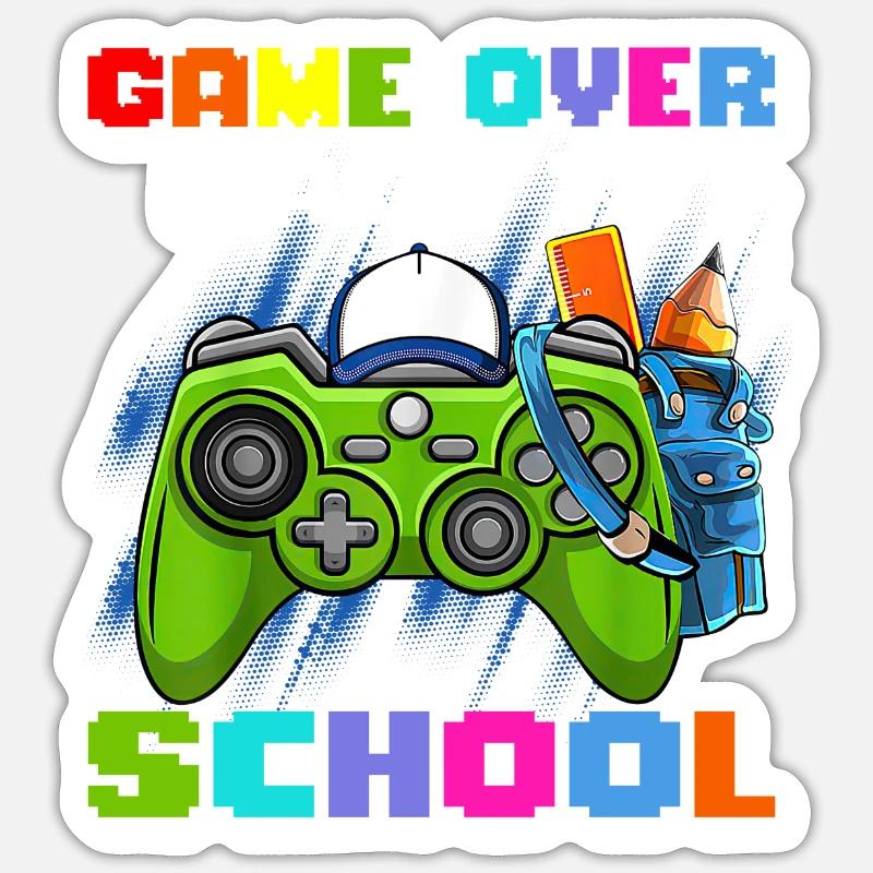 Game Over Back To School - Sticker size S (10 x 10 cm) - white matte