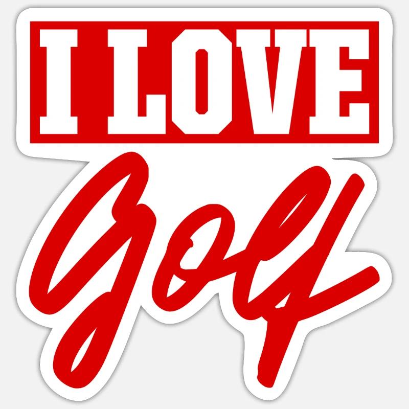 J’adore le golf - Sticker taille S (10 x 10 cm) - blanc mat