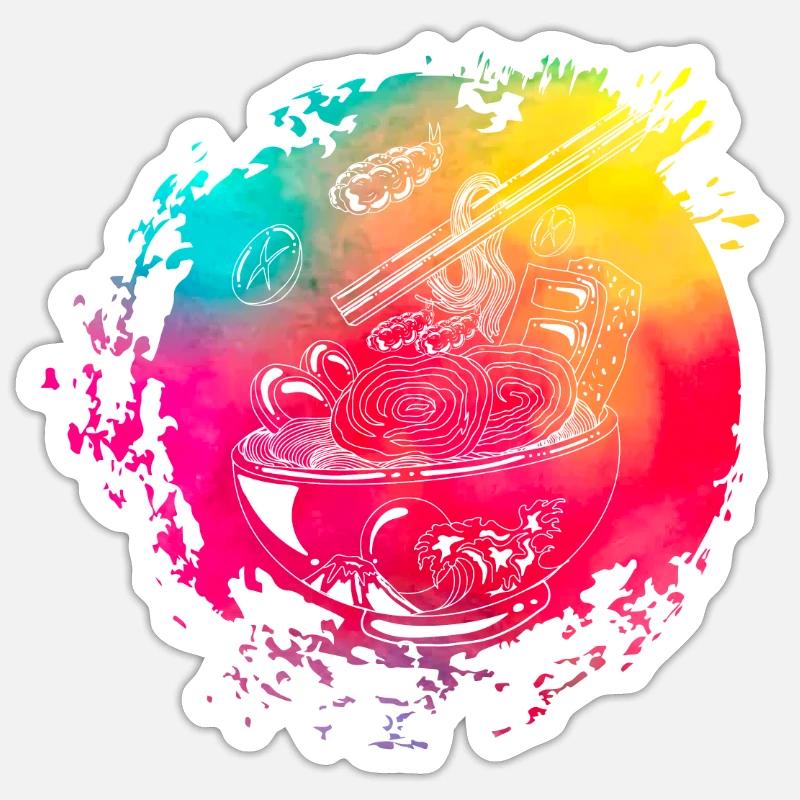 Ramen Retrò - Sticker formato S (10 x 10 cm) - bianco opaco