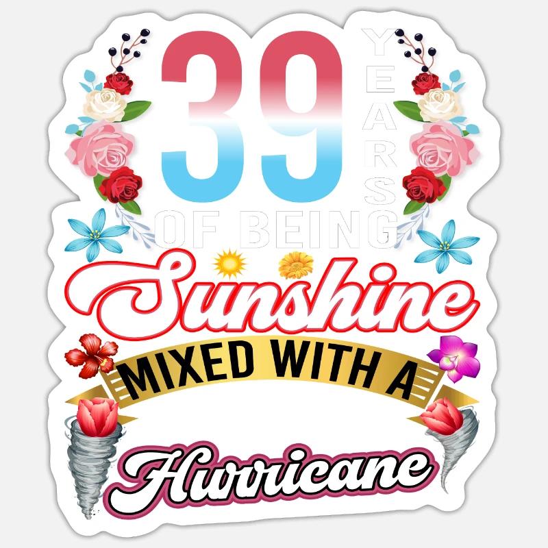 39 ans de soleil mélangés à un petit Sticker taille S (10 x 10 cm)