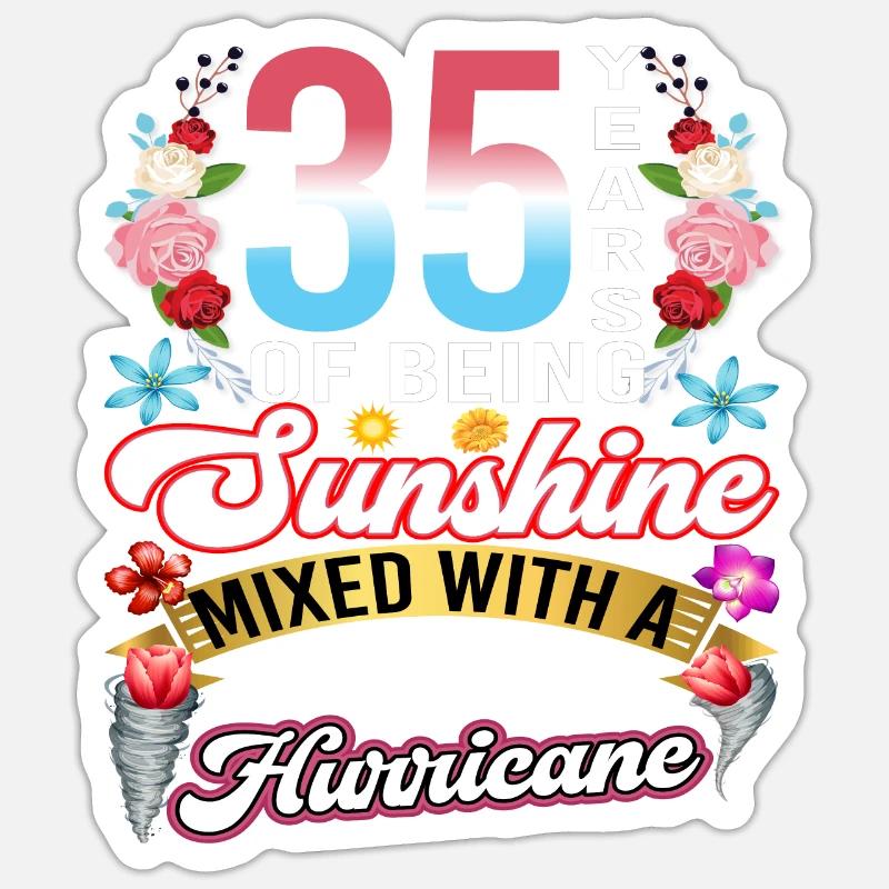 35 ans de soleil mélangés à un petit Sticker taille S (10 x 10 cm)