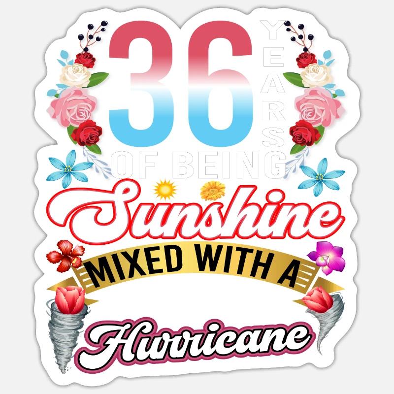 36 ans de soleil mélangés à un petit Sticker taille S (10 x 10 cm)