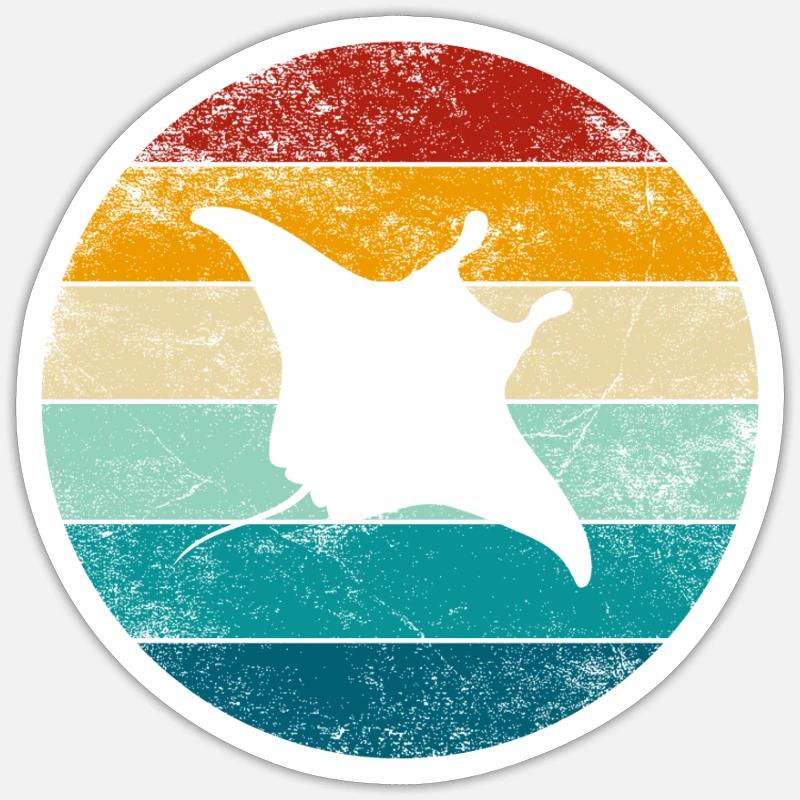 Stachelrochen Manta Rochen Retro Geschenk - Sticker Größe S (10 x 10 cm) - Mattweiß