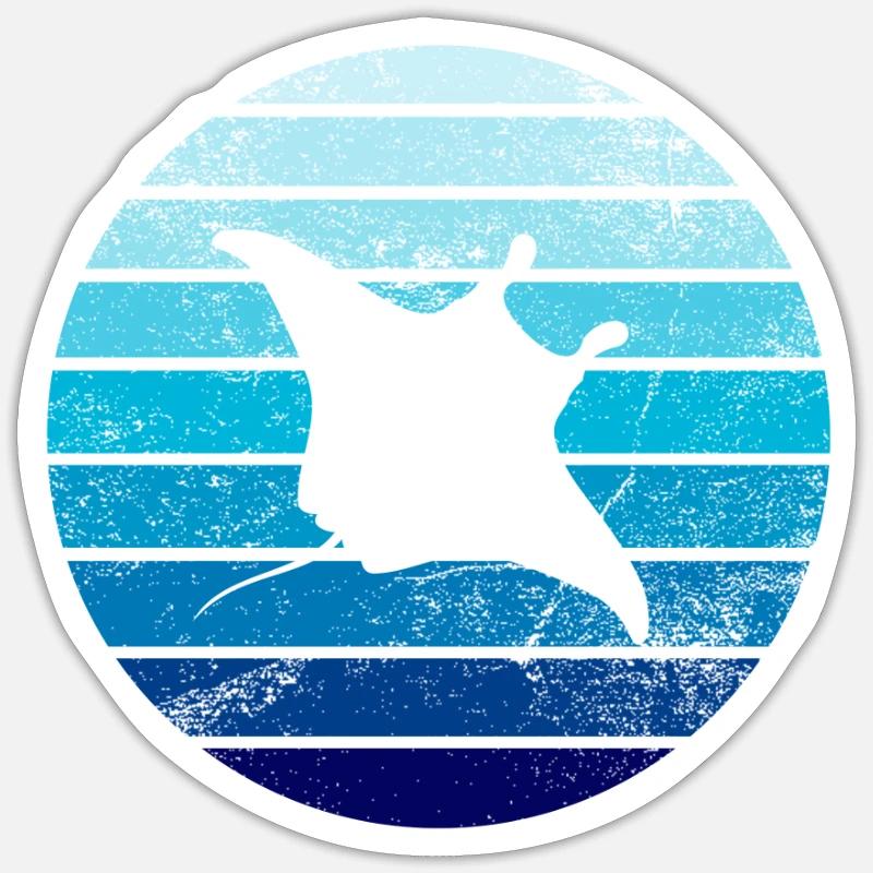 Stachelrochen - Sticker Größe S (10 x 10 cm) - Mattweiß