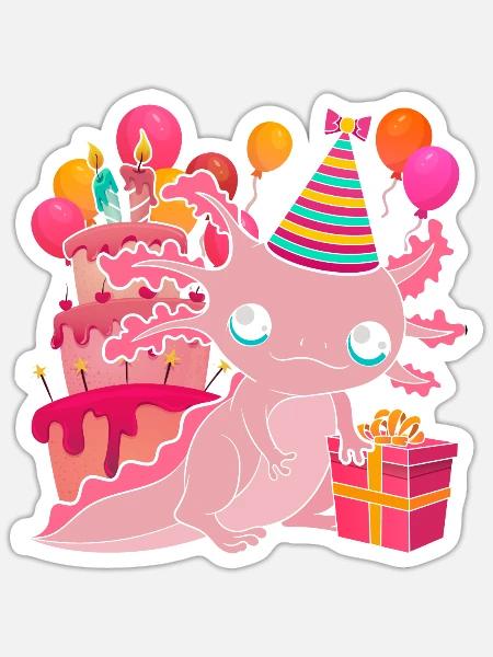 Geburtstag Party Geschenk Tier Axolotl - Sticker Größe S (10 x 10 cm) - Mattweiß