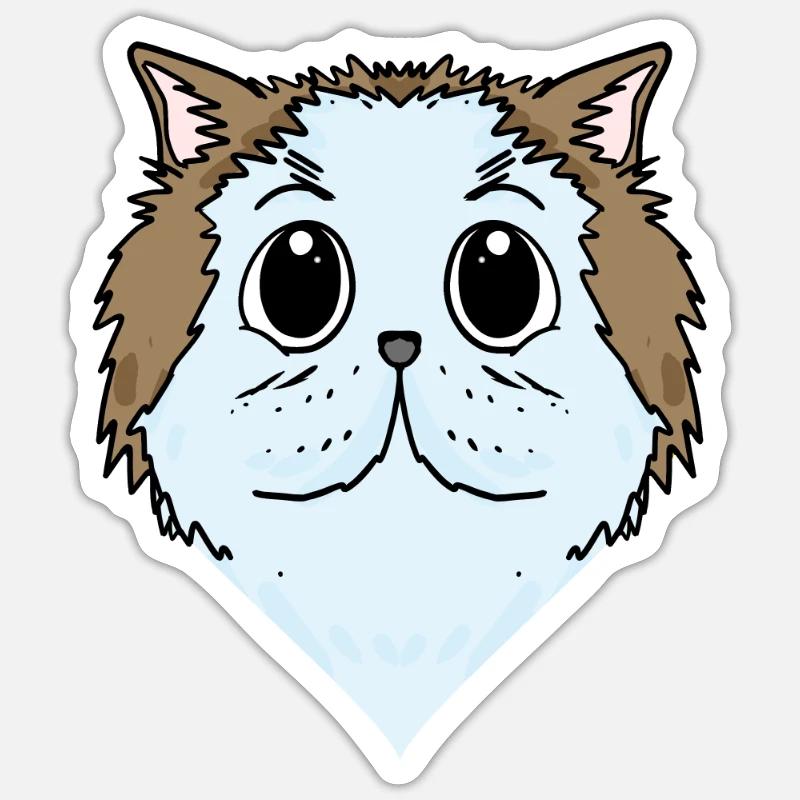 Chat persan Chat Race Chat - Sticker taille S (10 x 10 cm) - blanc mat
