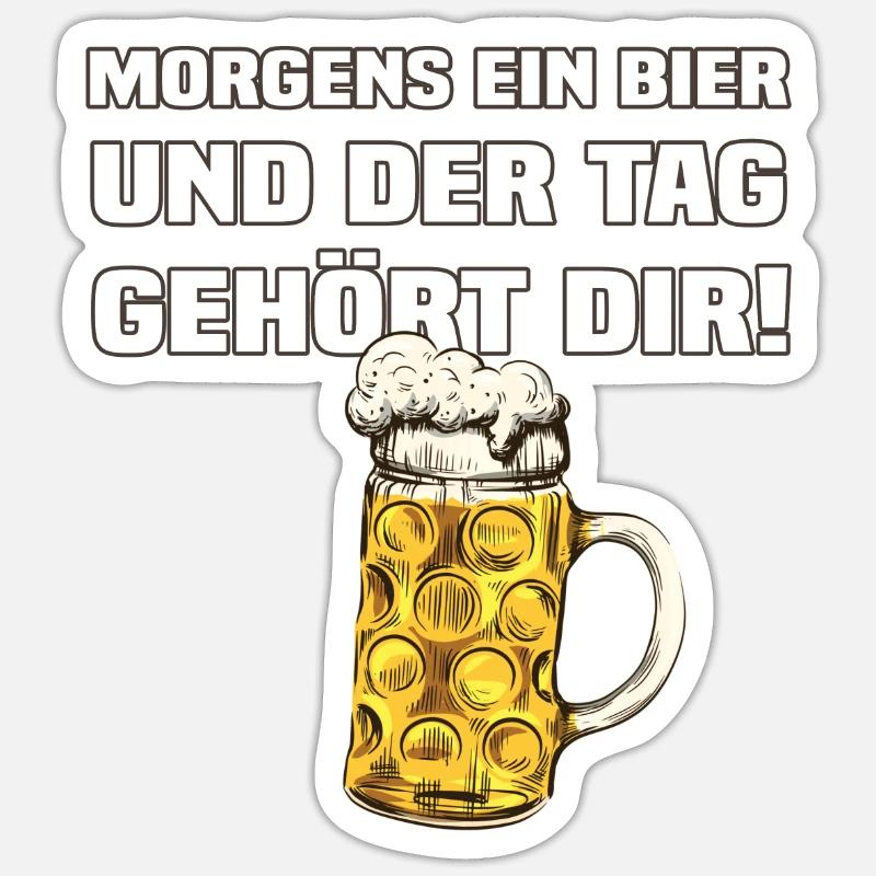 Morgens Ein Bier - Lustiger Bier Spruch Sticker Größe S (10 x 10 cm)