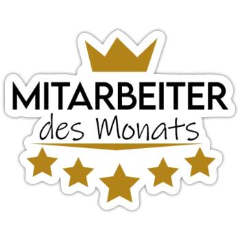Mitarbeiter des Monats - 5 Sterne - Sticker Größe S (10 x 10 cm) - Mattweiß - Vorne