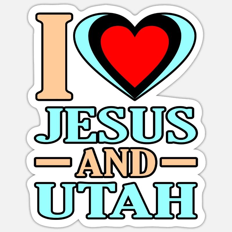 Liebe Jesus Und Utah Geschenk - Sticker Größe S (10 x 10 cm) - Mattweiß