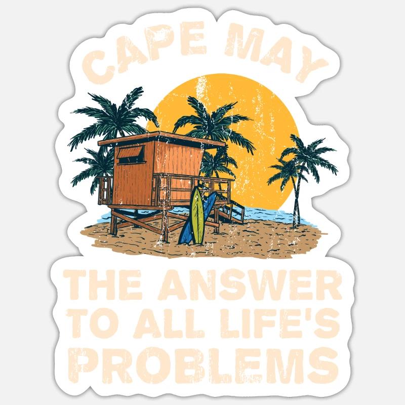 Cape May Answer To All Life's Problems Vacation Sticker Größe S (10 x 10 cm)
