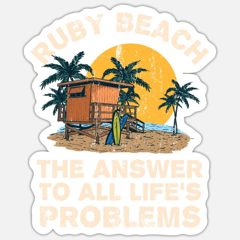 Ruby Beach Réponse à tous les problèmes de la vie Vacances Sticker taille S (10 x 10 cm)