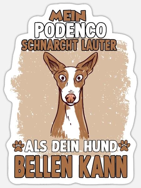 Hundehalter Training Podenco Hundesport Podenco - Sticker Größe S (10 x 10 cm) - Mattweiß
