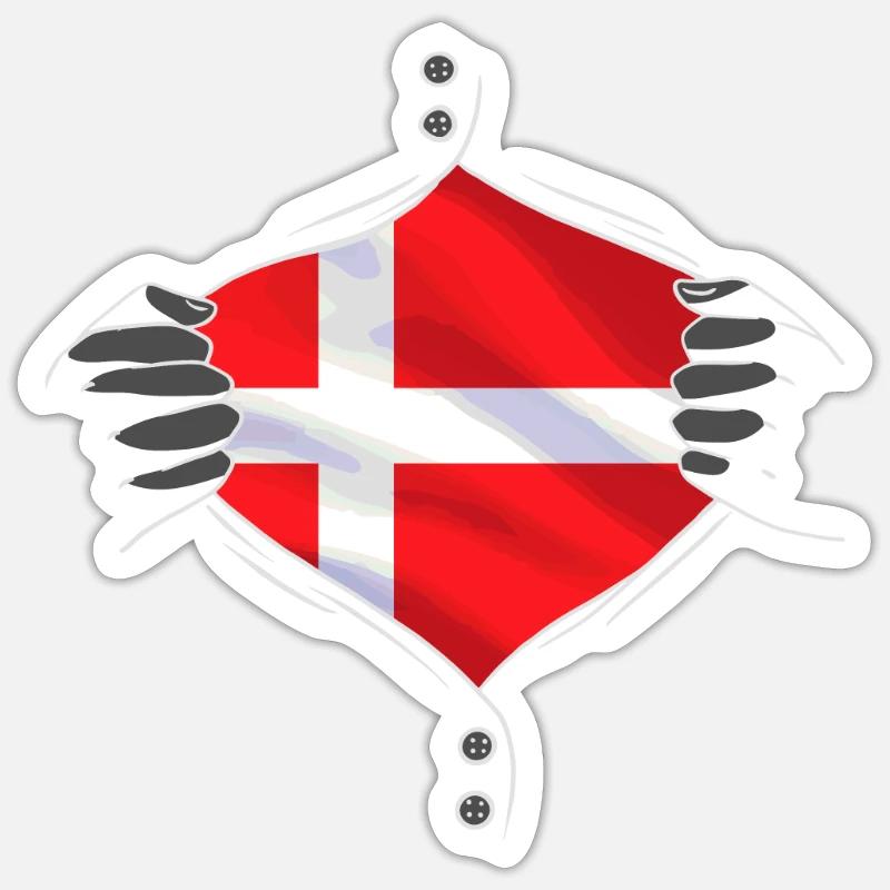 Demark flag stolt dansk - Sticker størrelse S (10 x 10 cm) - mat hvid