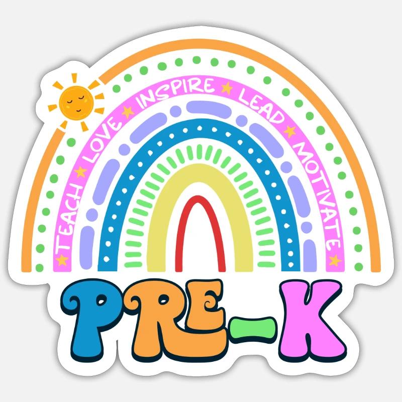 Pre K Rainbow - Sticker size S (10 x 10 cm) - white matte