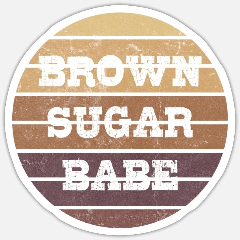 Sucre brun Babe - Sticker taille S (10 x 10 cm) - blanc mat