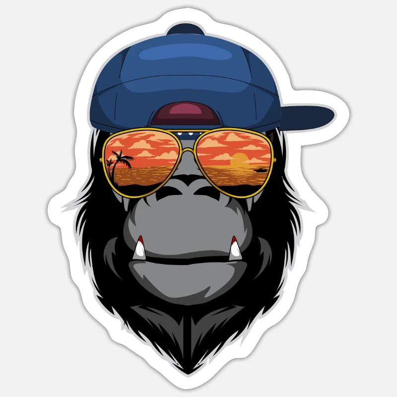 Affe - Sticker Größe S (10 x 10 cm) - Mattweiß