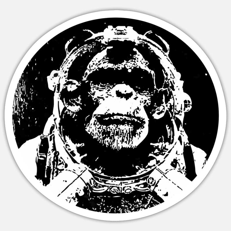 Affe - Sticker Größe S (10 x 10 cm) - Mattweiß