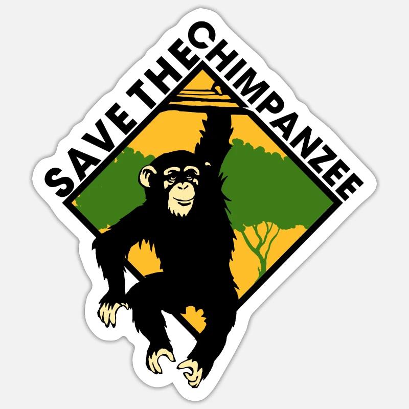 Singe - Sticker taille S (10 x 10 cm) - blanc mat