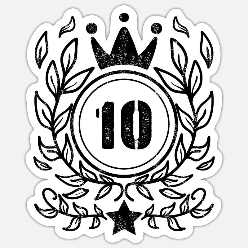Couronne de 10 ans - 10 ans - Sticker taille S (10 x 10 cm) - blanc mat