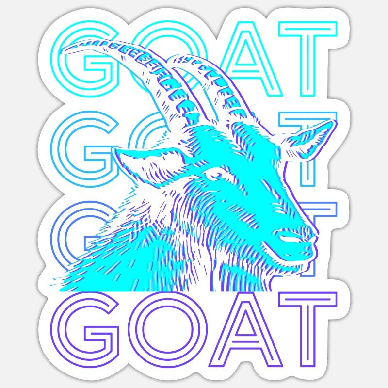Ziege Retro - Sticker Größe S (10 x 10 cm) - Mattweiß