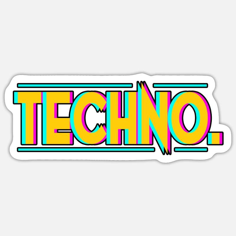 Techno - Sticker size S (10 x 10 cm) - white matte