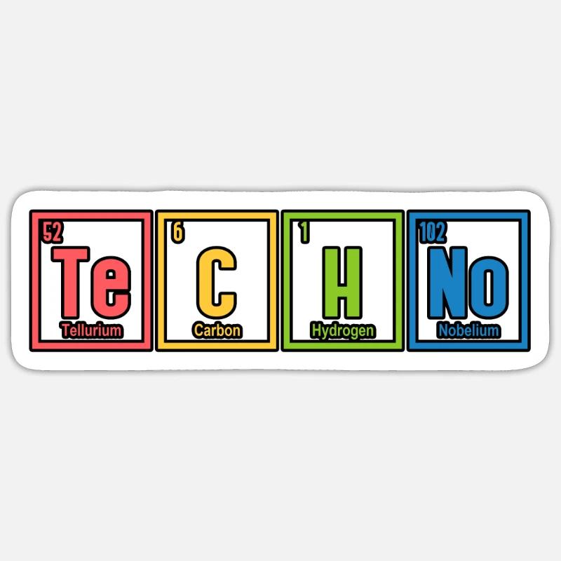 Rave Techno Periodic Table - Sticker size S (10 x 10 cm) - white matte