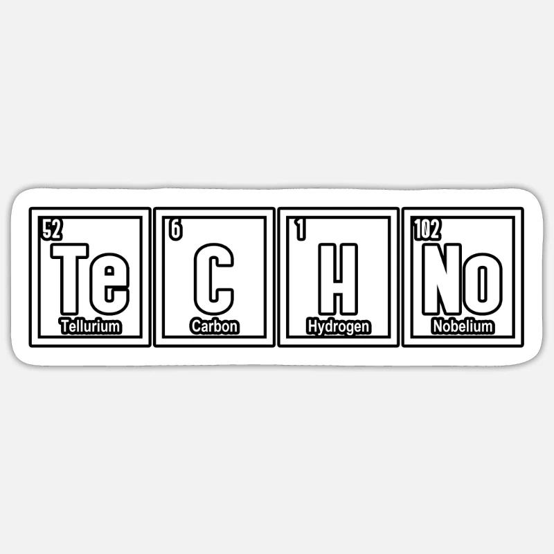 Rave Techno Periodic Table - Sticker size S (10 x 10 cm) - white matte