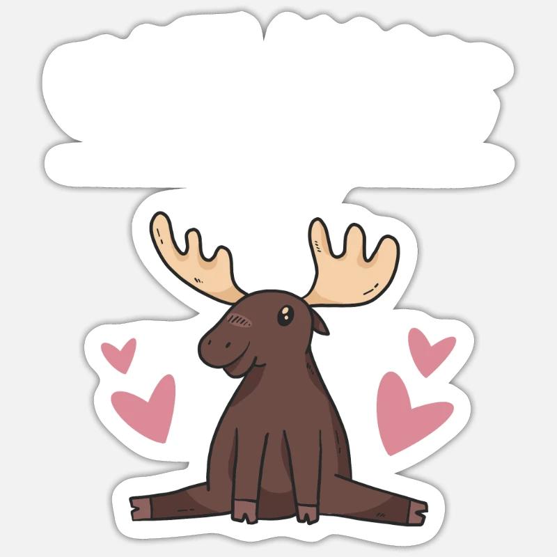 Elk Crazy Moose Papa Moose - Sticker taille S (10 x 10 cm) - blanc mat
