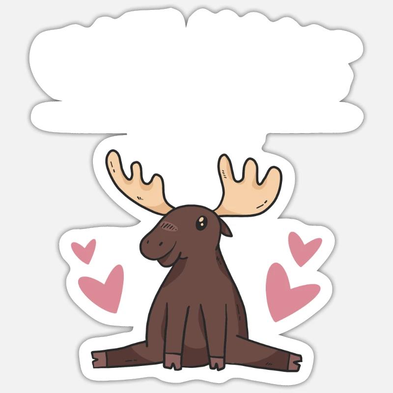 Elk Crazy Moose Mum Moose - Sticker Größe S (10 x 10 cm) - Mattweiß