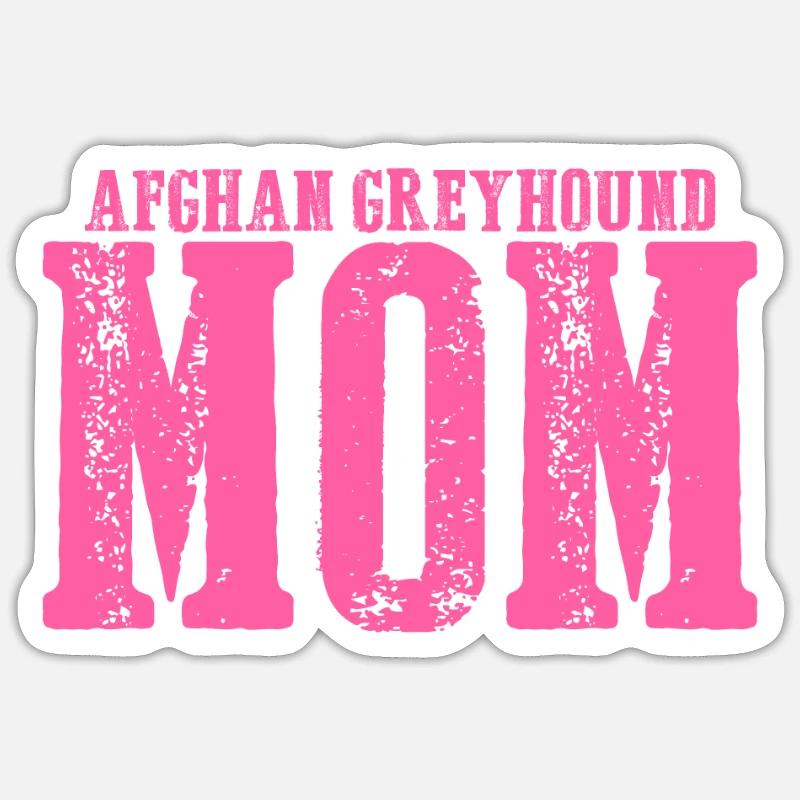 Afghan Greyhound Maman Chien - Sticker taille S (10 x 10 cm) - blanc mat