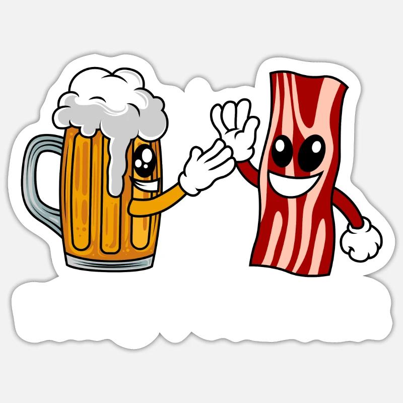 Bier und Bacon Speck Bros forever Biertrinker Sticker Größe S (10 x 10 cm)